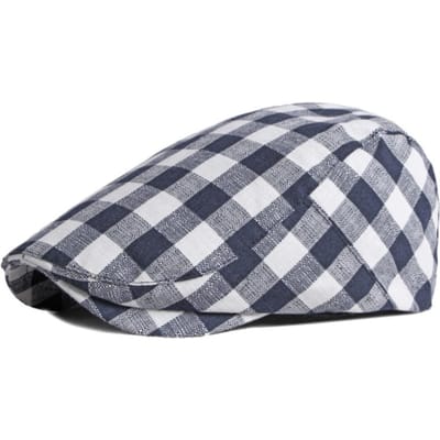 HT3664 Baret voor Mannen Vrouwen Lente Zomer Zon Hoed Kunstenaar Schilder Geruite Baret Hoed Mannelijk Vrouwelijk Ivy Platte Pet Verstelbare Baret Petten 55-60cm Adjustable gray