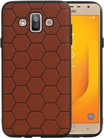 Hexagon Hard Case - Telefoonhoesje - Backcover Hoesje - achterkant hoesje - Geschikt voor Samsung Galaxy J7 Duo - Bruin