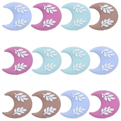 Siliconen Focal Kralen Voor Pennen Blad Patroon Maan Vormige Zachte Spacer Kralen Sieraden Maken Levert Voor Diy Kralen Kralen Armbanden Kettingen Sleutelhangers Tas Kettingen