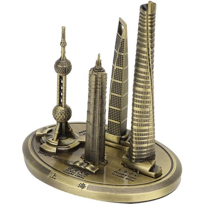 Shanghai Gebouw Collectie Model Oriental Pearl Tower Global Financial Center Souvenir(#3) brons