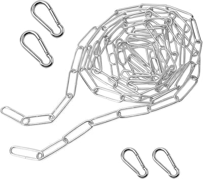 3 m RVS Link Chain, Verkocht per Meter, Metalen Ketting voor Ophangen, Hondenketting, Swing Ketting met 4 Carabiners