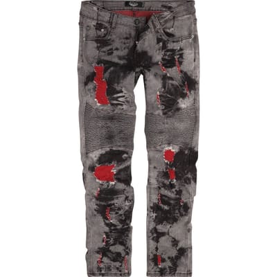 Rock Rebel by EMP - Rock Jeans - Jeans met gewassen look en rode accenten - W32L32 tot W33L34 - voor Mannen - grijs-rood
