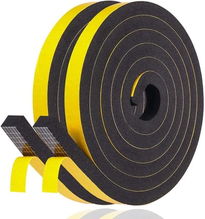 zelfklevende raamafdichting, 12 mm (B) x 12 mm (D)/4 m (L) voor ramen, deurafdichting, schuimtape, rubberen afdichtstrip, geluidsisolatie, botsing, zwart