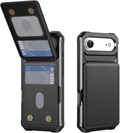 YPCd Hardcase Pasjeshouder Hoesje – Geschikt voor Apple iPhone Air – Shockproof Backcover met PU Leren Portemonnee en Magnetische Sluiting – Zwart