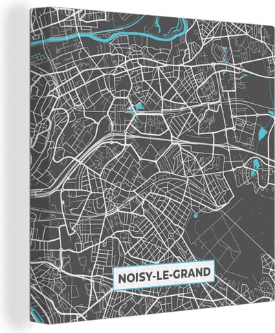 Canvas Schilderij Plattegrond – Kaart – Stadskaart – Frankrijk – Noisy-le-Grand - 20x20 cm - Wanddecoratie