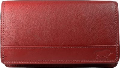 Leren Damesportemonnee Rood RFID - Lederen Dames Portemonnee - Harmonica Model
