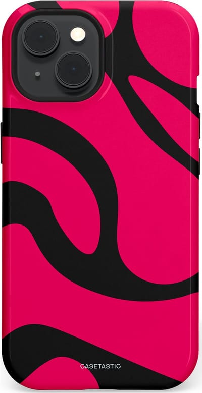 Casetastic hoesje geschikt voor Apple iPhone 15 - MagSafe - Dubbellaagse bescherming - Zwart Roze Mamba Golven - Fashion Case - Roze Zwart