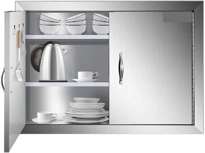 BBQ Deur - Buitenkeuken Kast - Opslag Buiten - Roestvrij Staal - 24x17 Inch - Zilver