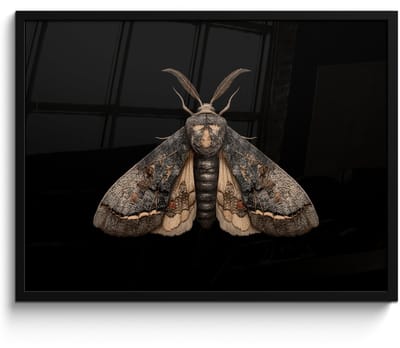 Poster in lijst - Fotolijst 70x50 cm - Posters - Mot - Bladachtig - Grijs - Posterlijst zwart - Decoratie - Wanddecoratie woonkamer - Muurdecoratie slaapkamer