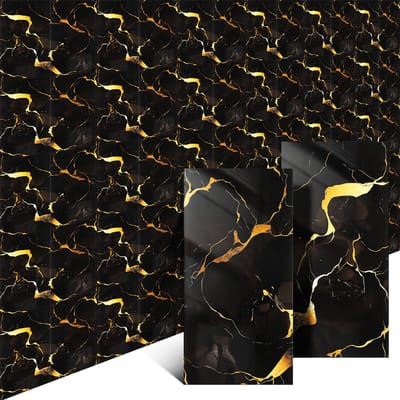 40 Stuks Zelfklevende Keukensplashboard Tegels 30x60 cm - Ook voor Badkamer & Woondecoratie - Echte Tegel Look zonder Breekwerk,Zwart