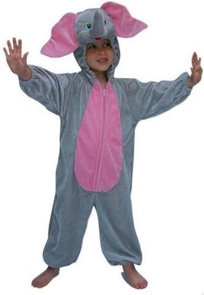 Dierenpak olifantenpak verkleedkleding kostuum - grijs - kinderen - jumpsuit - acrnaval 116