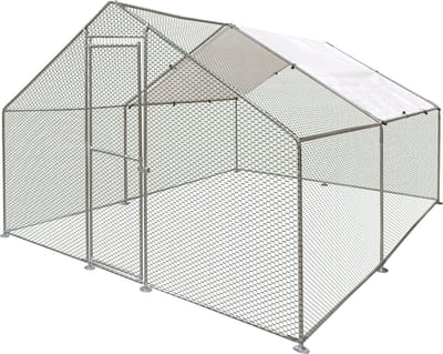 Flamingo Ren Doerak - Zilver - 4 x 3 x 2 m - Buitenren voor pluimvee en konijnen - Stevig, flexibel en eenvoudig aan te passen