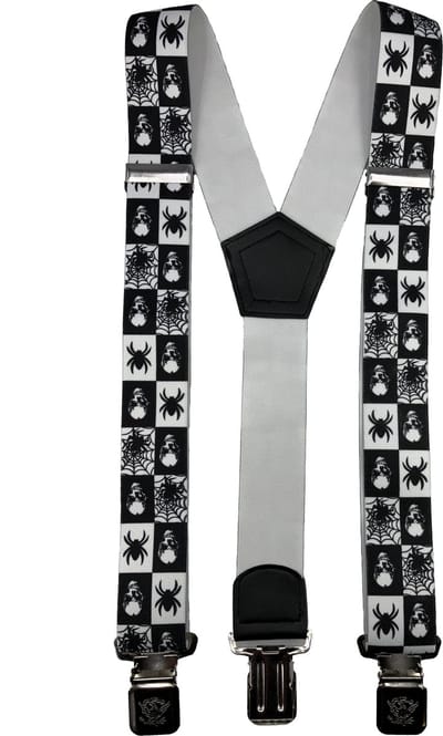 Fun bretel 'Spider n Skull met stevige sterke brede stalen clips