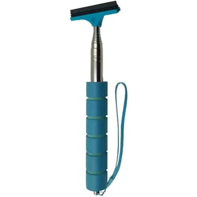 Essuie-glace de rétroviseur de voiture, raclette télescopique portable pour vitres de voiture, brosse de nettoyage pour rétroviseur de voiture, nettoyeur de brouillard de verre à long manche blue