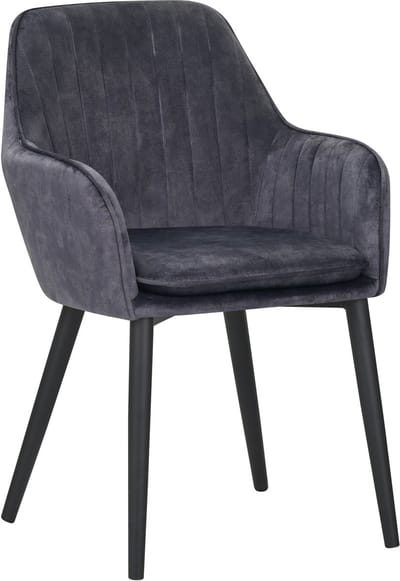 Colenis® - Melly Eetkamerstoel - Set Van 4 - Grijs - Fluweel - Velvet - Met armleuning