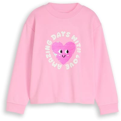 Tom Tailor - Cropped sweatshirt met omkeerbare pailletten - Maat 92/98 - lovely pink