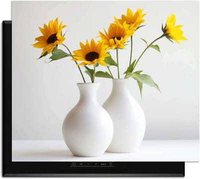 KitchenArt - Serene Sunflowers - Inductie Beschermer - 70x52 cm - Kookplaat Beschermer - Luxe Afdekplaat Inductieplaat - Anti-slip & Oprolbaar - Beschermmat Inductiekookplaat