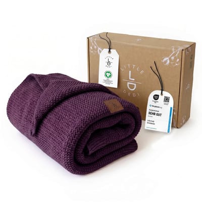 Little Dedi Alina Babydeken – Gebreid – 100% Biologisch Katoen – GOTS – 80x100 cm – Paars