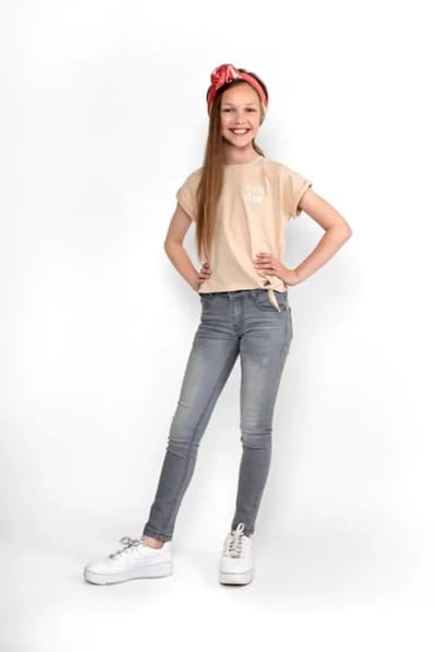 No Way Monday meisjes skinny Jeans broek Grey maat 164