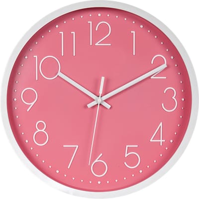 IvoQ Elegante Wandklok Roze 30 cm - Strak Design - Modern & Stil - Ideaal voor Thuisdecoratie
