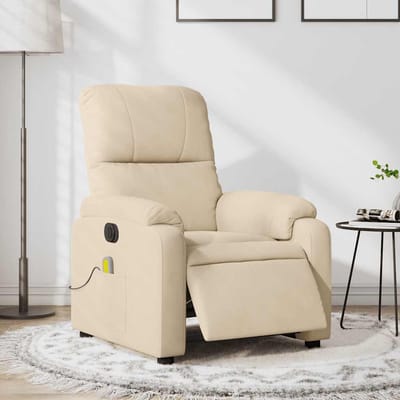 vidaXL - Massagestoel - elektrisch - verstelbaar - microvezelstof - crèmekleurig