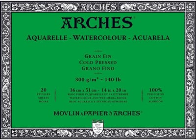 Aquarelpapier Blok 300 g/m² Fijne Korrel 20 Vellen 36x51 cm Gelijmd Papier