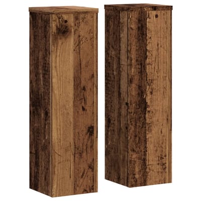 vidaXL - Plantenstandaards - 2 - st - 17x17x60 - cm - bewerkt - hout - oud - houtkleurig