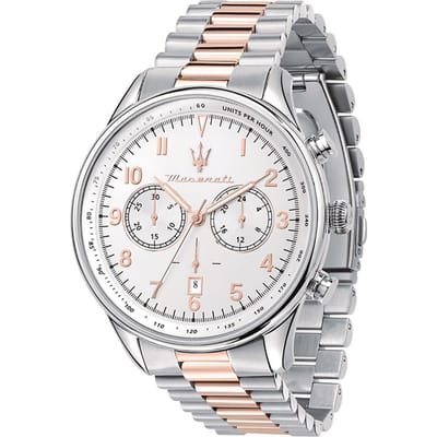 Maserati Tradizione Zilver Tweekleurig Rosé Metaal Heren Quartz Chronograaf R8873646002 zilver