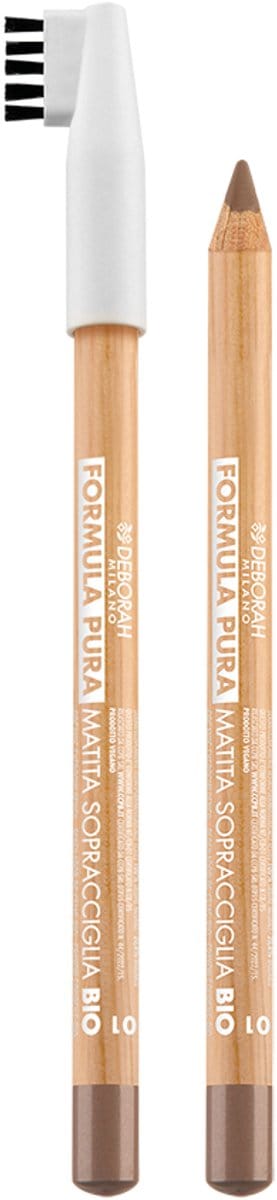 PURA Eyebrow Pencil Bio – Kleur 01 Light - Natuurlijke Wenkbrauwpotlood – Nauwkeurige Applicatie & Langhoudende Kleur – Zacht & Blendbaar met Borsteltje – Vegan & Biologisch – Voor Volle, Natuurlijk Gedefinieerde Wenkbrauwen