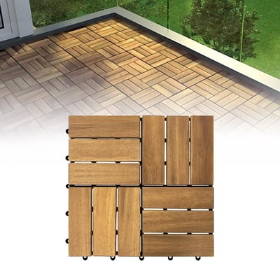 Terrastegels Hout - Balkon vloer - Buiten Leven - Eenvoudig Klik Systeem - 30x30cm - Bruin