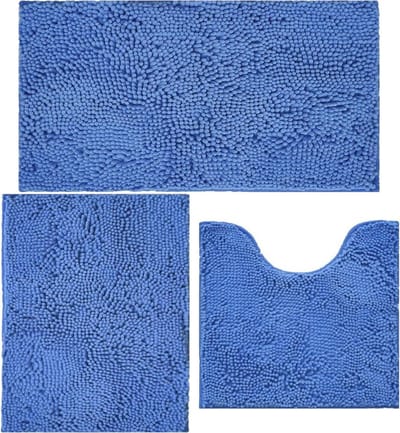 Badkamermatten set - Badkamer textiel - Badkamer comfort - Super absorberend - 3-delig - Donkerblauw