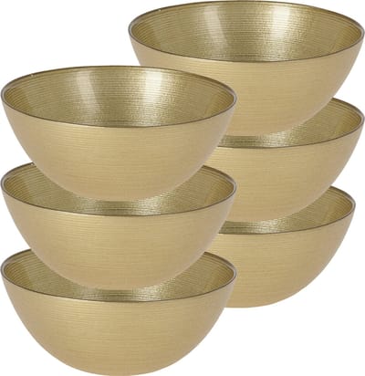 Excellent Houseware Kommetjes/serveer schaaltjes - 6x - Athene - glas - D15 x H6 cm - goud - Stapelbaar