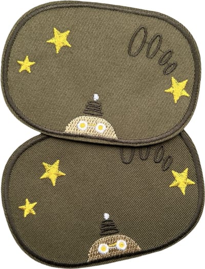 Knie Elleboog Strijk Stukken Patches UFO Sterren Legergroen 8 cm / 11.3 cm / Legergroen