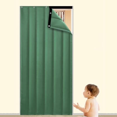 Vlieggordijn Deuropening - Tochtgordijn Winter - Warmte Vasthouden - Waterdicht PU Materiaal - 90x210cm - Groen