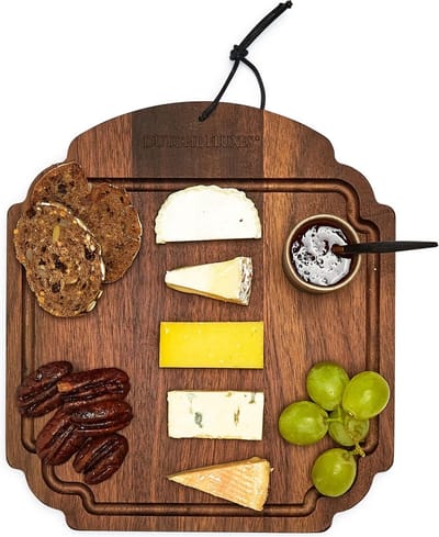 Dutchdeluxes - Luxe - Walnoot - Handgemaakt - Serveerplank - Ontbijtplank - Snijplank - 19x21 cm - Bruin