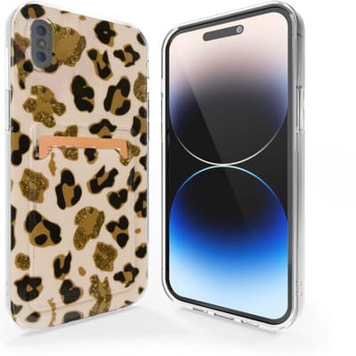 ShieldCase telefoonhoesje geschikt voor Apple iPhone X hoesje pasjes - Lovely Leopard - Tijgerprint - Luipaard uitstraling met pasjeshouder - Shockproof hardcase