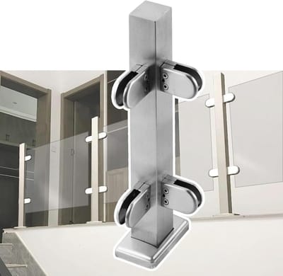 Glazen Relingpaal - Veiligheidsgreep Balustrade - Terras Afschermen - Gatvrije Glasmontage - 5x5cm Paal - Zilver
