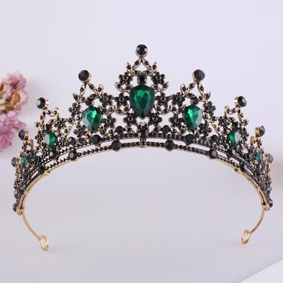 Couronnes de mariée européennes et américaines Alliage Strass Princesses Couronnes d'anniversaire pour enfants Mariée Coiffure de mariage Accessoires de mariage black