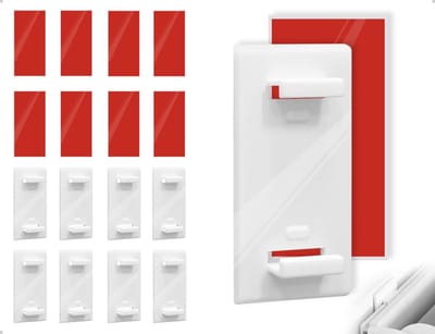 Dailygoods- Kleefhouder 8 Stuks - Zelfklevende Houder - Geschikt voor Rolluiken - Dubbele Houder - Ideaal voor PVC-Ramen - Duurzaam en Veilig - Jaloeziehouder