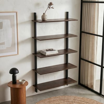 Mellow Wandrek - Hout met Zwart Metaal - Chocoladebruin - Decoratief