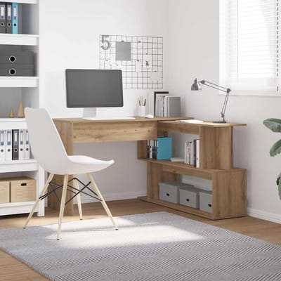 vidaXL - Hoekbureau - 200,5x50x76 - cm - bewerkt - hout - artisanaal - eikenkleur