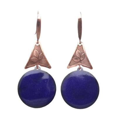 Bela Donaco - Oorbellen Enamel – Glas Emaille – Bohemian – Nacht Blauw – Koper