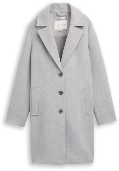 Tom Tailor - Wollen jas met steekzakken - Maat XL - medium silver grey melange