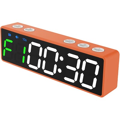 Mini minuterie de gymnastique, chronomètre Rechargeable, compte à rebours/horloge Portable avec dos magnétique pour la salle de sport à domicile Green and white font orange