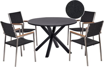 MALETTO/GROSSETO - Tuinset 4-zits - Zwart - Aluminium/Rotan/Glas