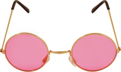 Henbrandt Verkleedbril - ronde glazen - roze - flower power - hippie - sixties