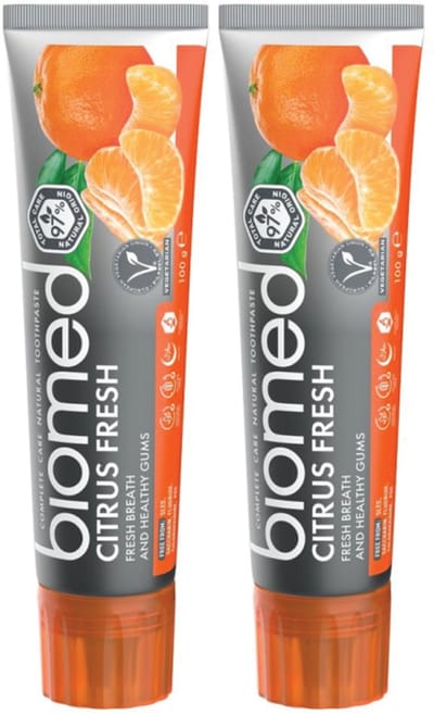 BIOMED Citrus Fresh - Tandpasta zonder fluoride - Verfrissende citrus geur, 2-pack