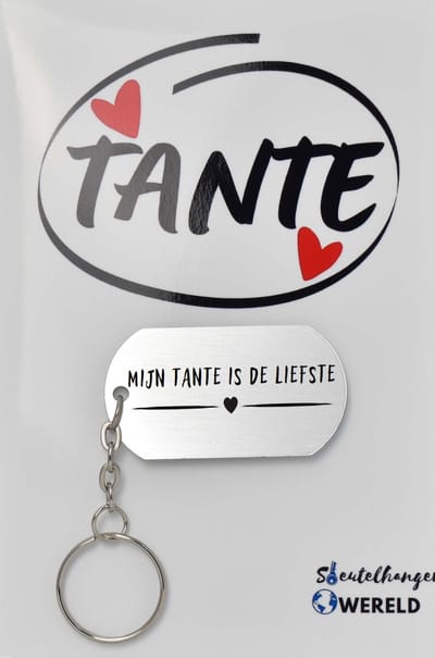 mijn tante is de liefste Sleutelhanger inclusief kaart - tante cadeau - Leuk kado voor je tante om te geven - 2.9 x 5.4CM