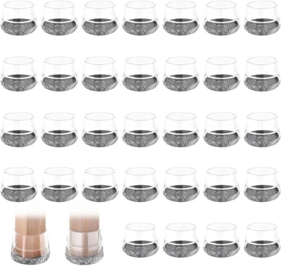 32 stuks grijze stoelvoethoezen voor vloerbescherming, ronde stoelpootdoppen met vilten onderkant, ideaal voor stoelen en salontafels, geschikt voor 1,9 - 2,3 cm poten