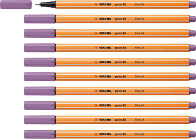 STABILO point 88 - Premium Fineliner - Fine 0,4 mm – Grijs Violet Paars – Doos 10 stuks